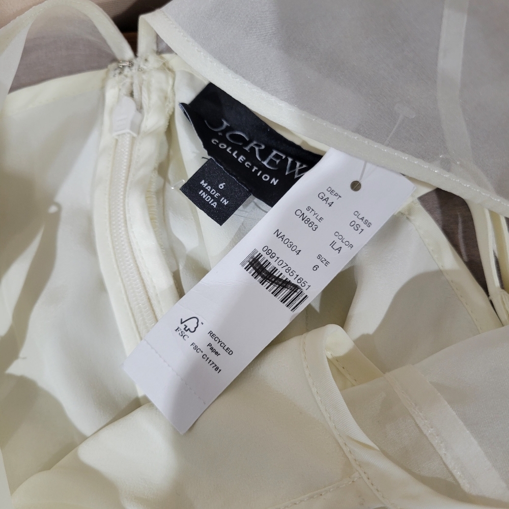 J Crew Collection layered organza shift dress CN863 NWT Size 6 Ivory - Picture 5 of 8
